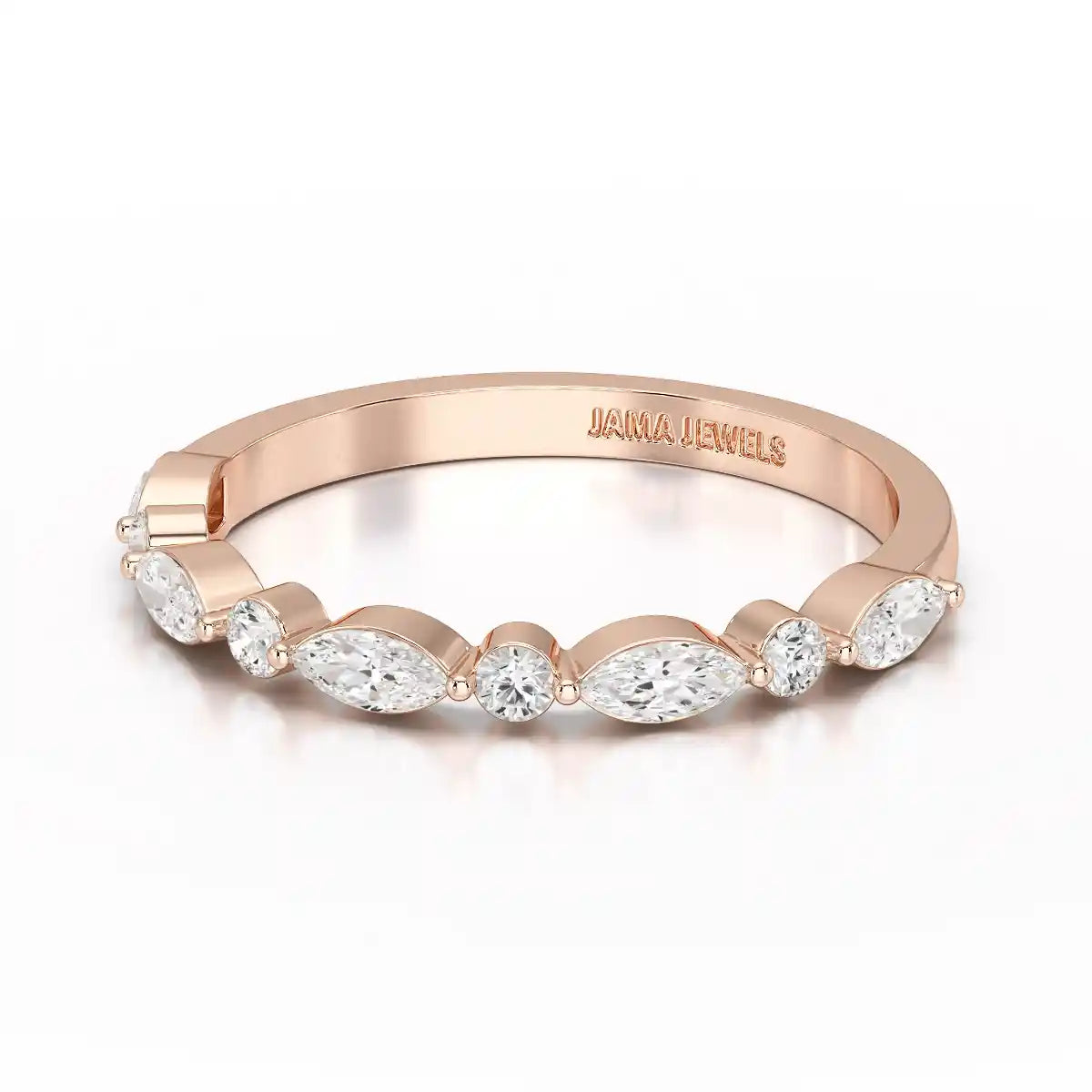 0.45 CT Half Eternity Ring with Marquise & Round Cut Lab Diamonds