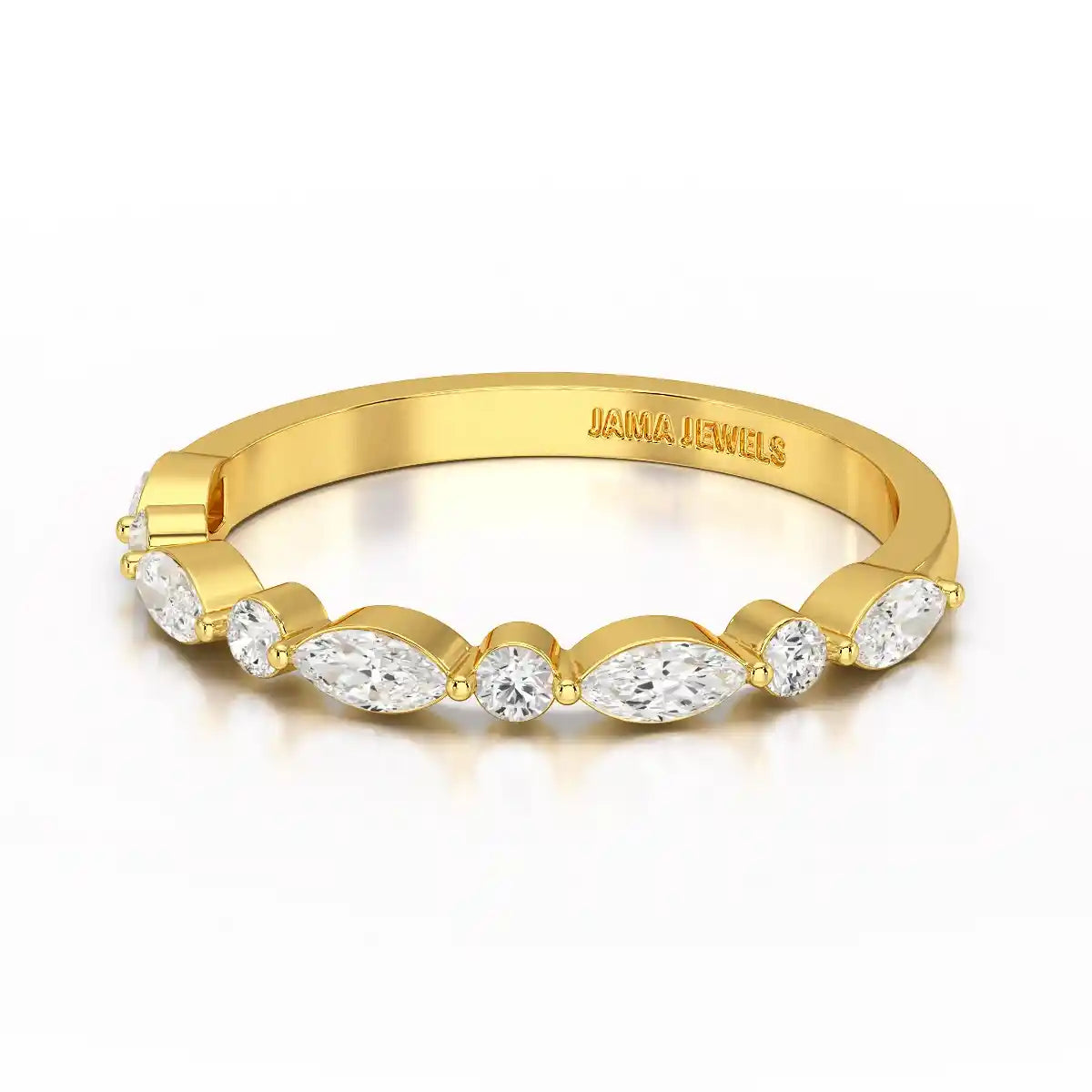 0.45 CT Half Eternity Ring with Marquise & Round Cut Lab Diamonds
