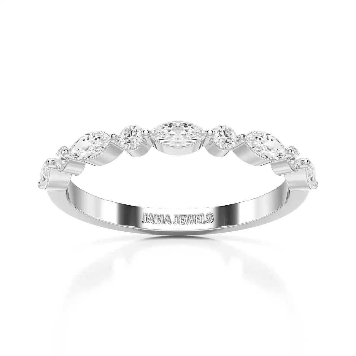 0.45 CT Half Eternity Ring with Marquise & Round Cut Lab Diamonds