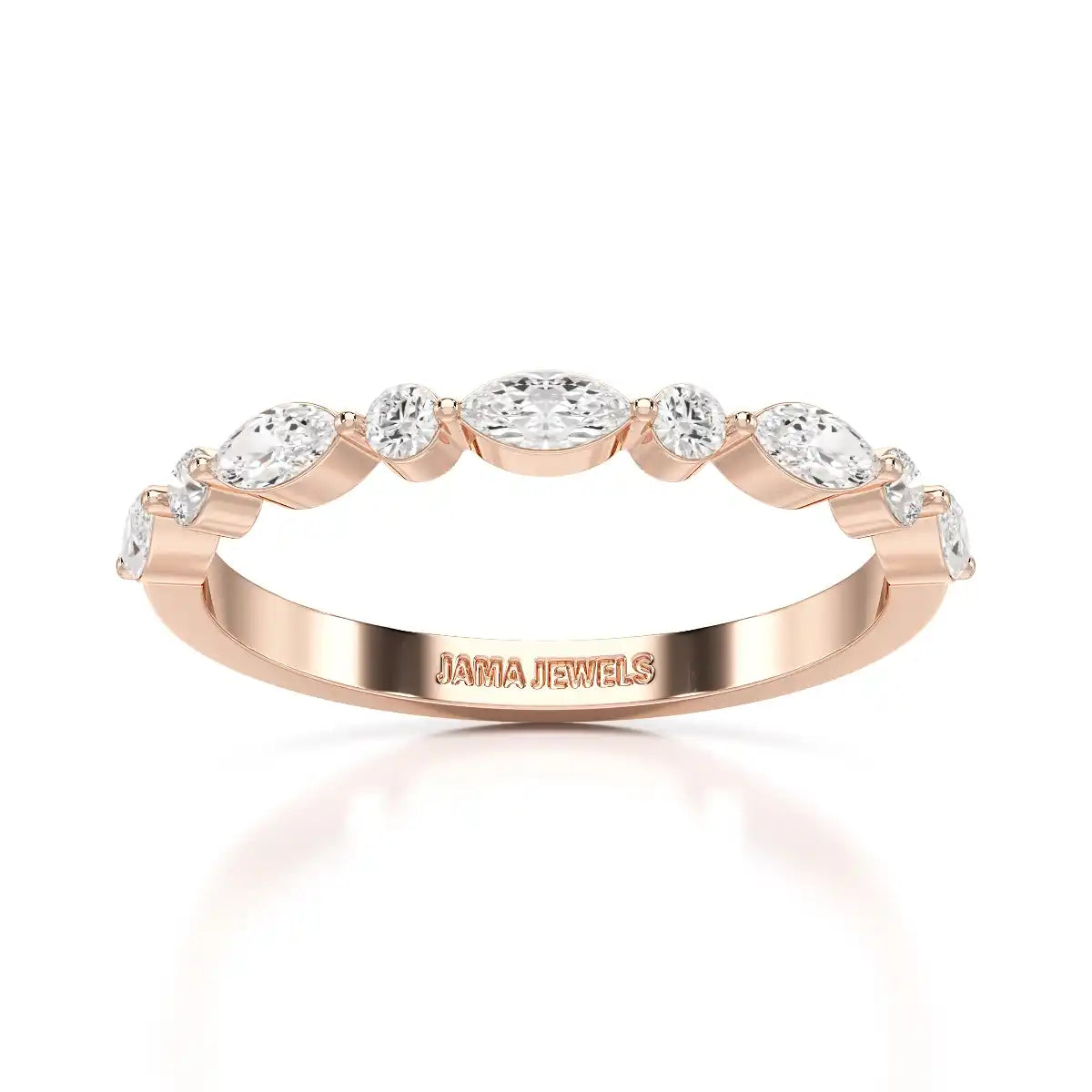 0.45 CT Half Eternity Ring with Marquise & Round Cut Lab Diamonds