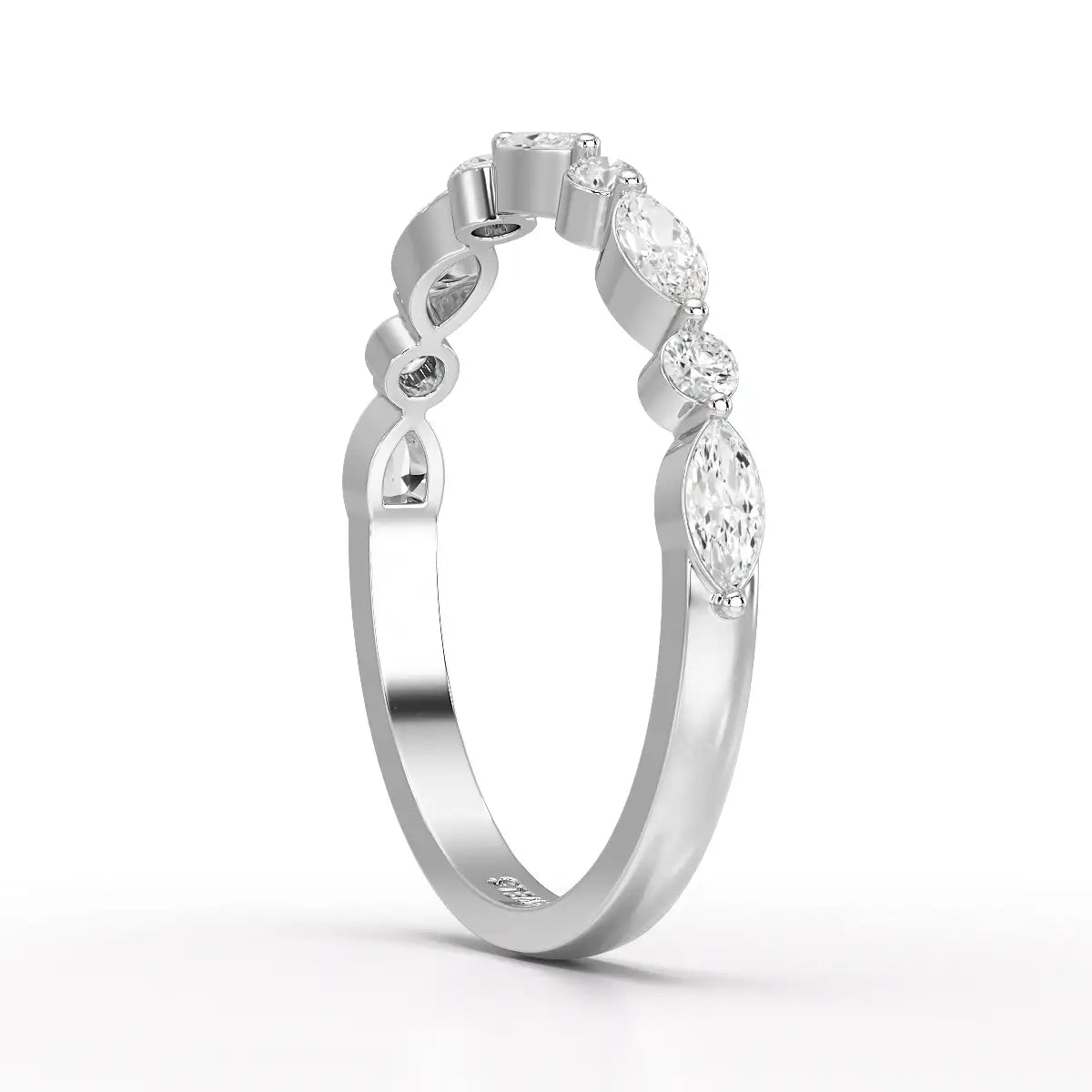 0.45 CT Half Eternity Ring with Marquise & Round Cut Lab Diamonds