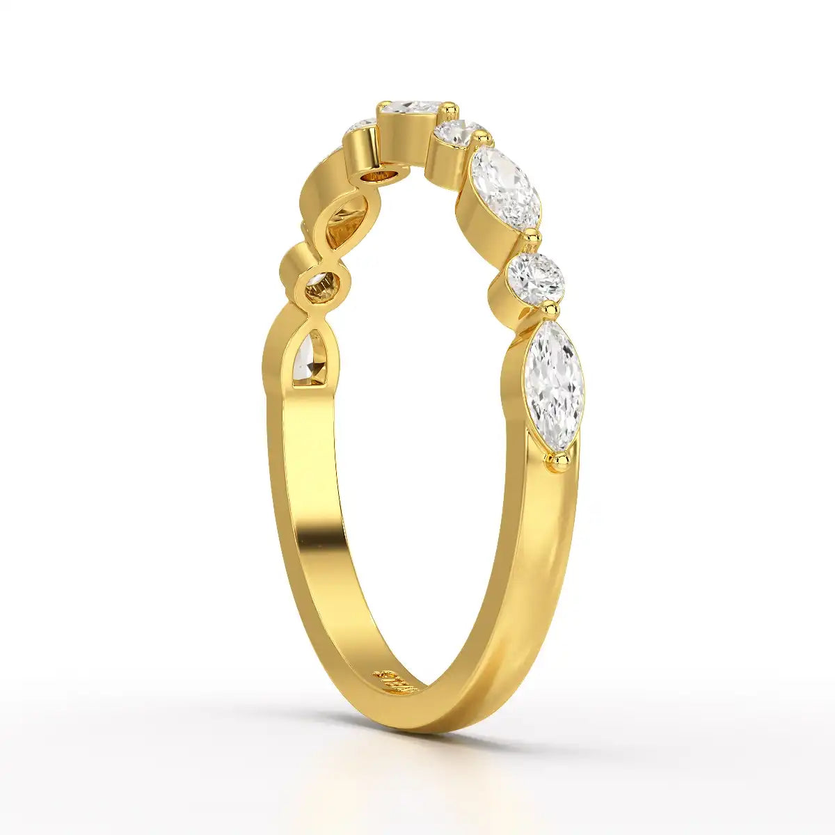 0.45 CT Half Eternity Ring with Marquise & Round Cut Lab Diamonds