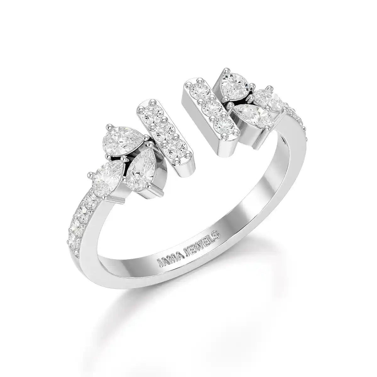 0.5 CT Lab Diamond Open Ring with Pear and Round Cut Diamonds