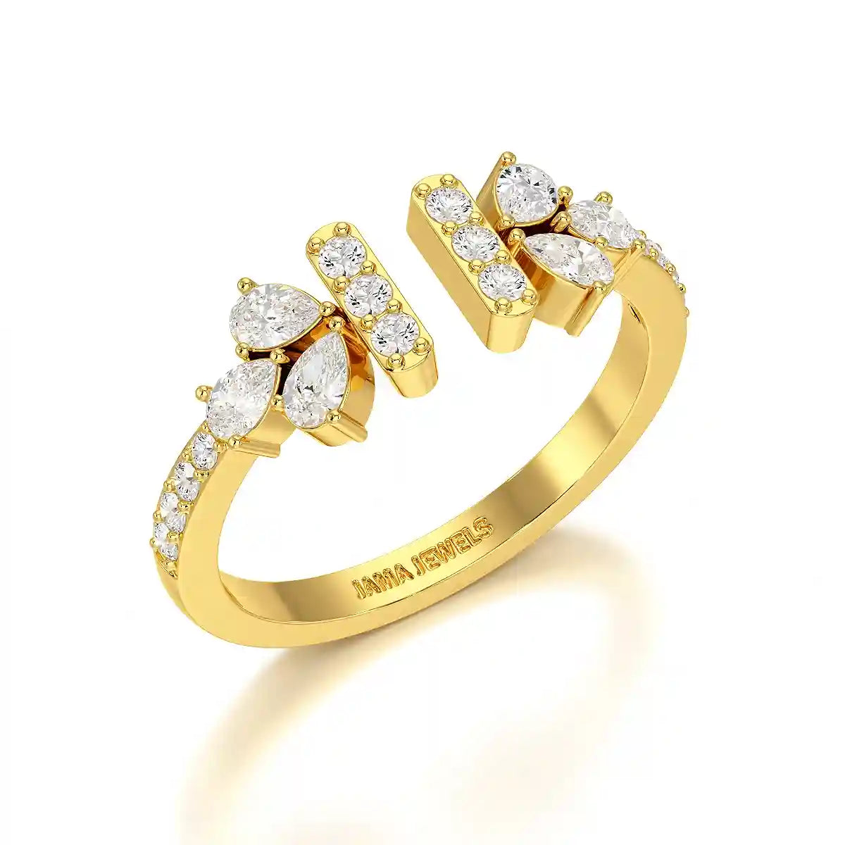 0.5 CT Lab Diamond Open Ring with Pear and Round Cut Diamonds