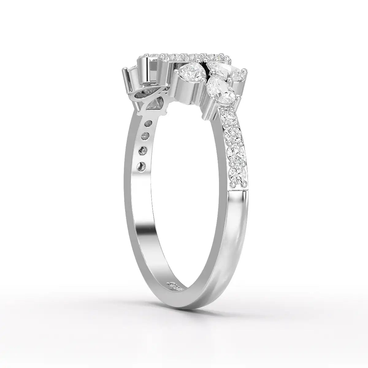 0.5 CT Lab Diamond Open Ring with Pear and Round Cut Diamonds