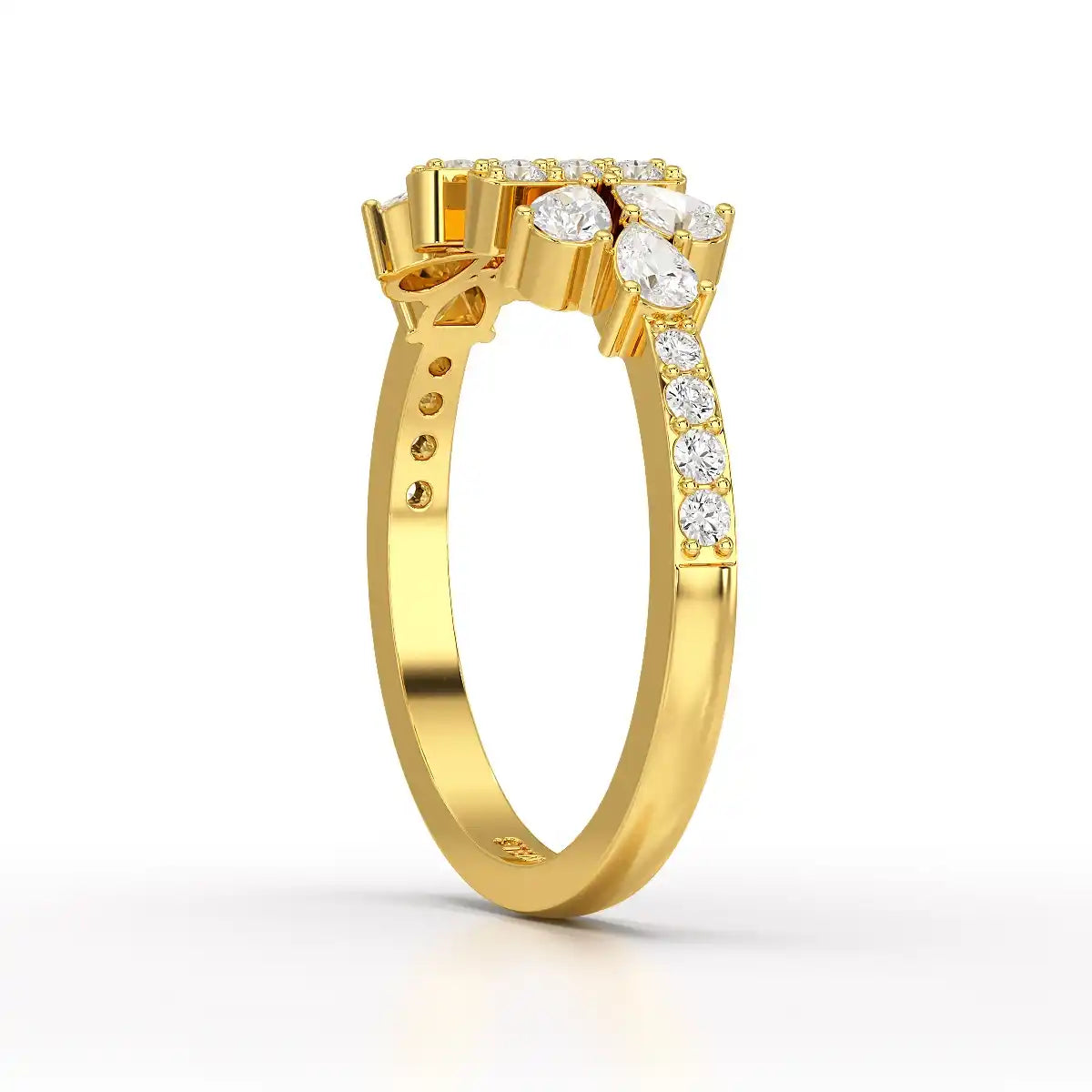 0.5 CT Lab Diamond Open Ring with Pear and Round Cut Diamonds