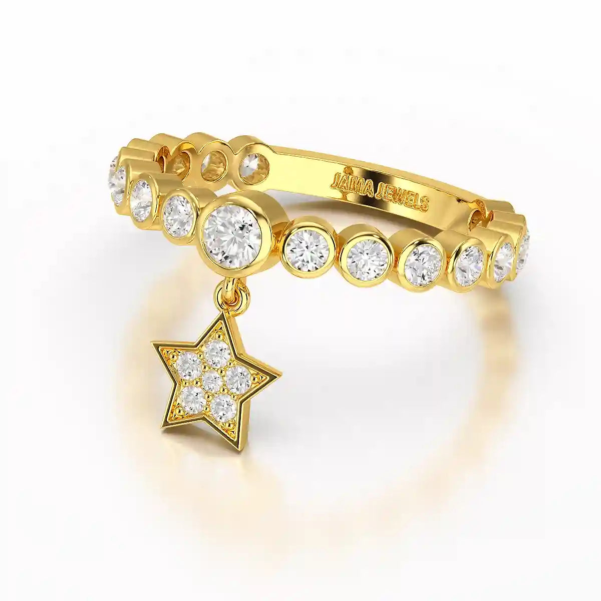 0.70 CT Round Cut Lab Diamond Ring with a Dangling Star