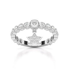 0.70 CT Round Cut Lab Diamond Ring with a Dangling Star