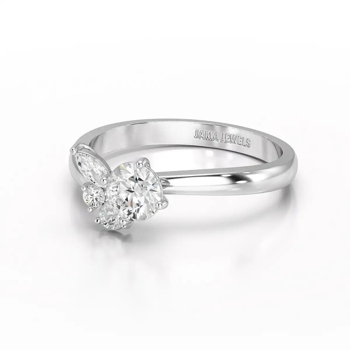0.65 CT Marquise & Round Cut Lab Diamond Cluster Ring