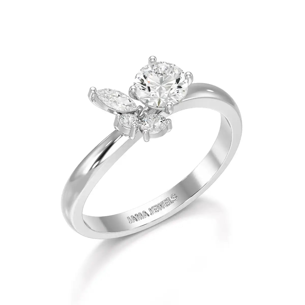 0.65 CT Marquise & Round Cut Lab Diamond Cluster Ring