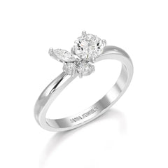 0.65 CT Marquise & Round Cut Lab Diamond Cluster Ring