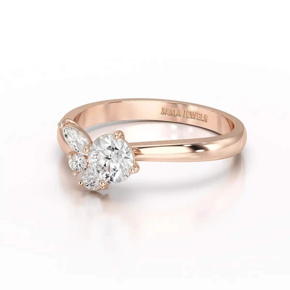 0.65 CT Marquise & Round Cut Lab Diamond Cluster Ring