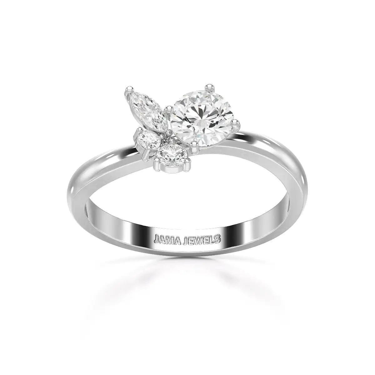 0.65 CT Marquise & Round Cut Lab Diamond Cluster Ring