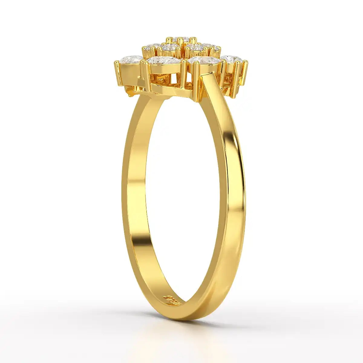 0.35 CT Cluster Ring with Pear and Round Cut Lab Diamonds