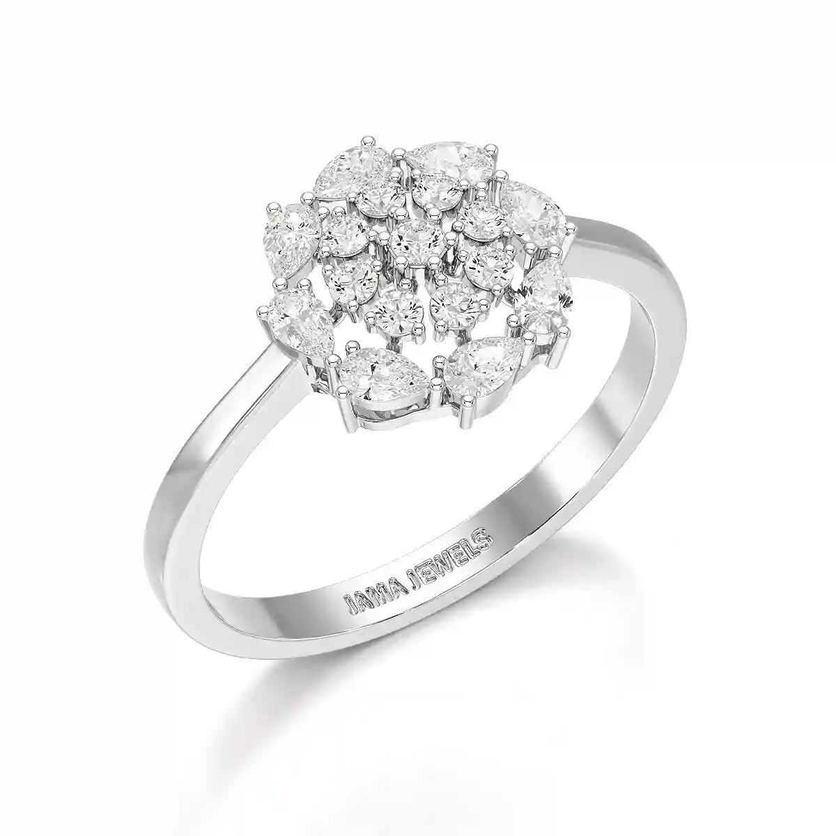 0.35 CT Cluster Ring with Pear and Round Cut Lab Diamonds