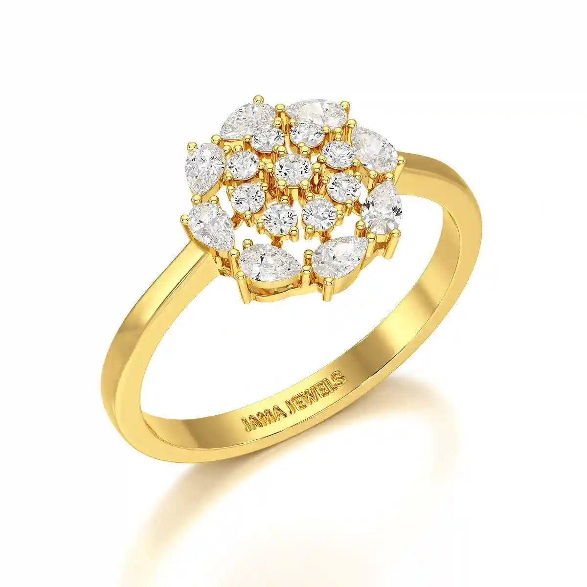 0.35 CT Cluster Ring with Pear and Round Cut Lab Diamonds