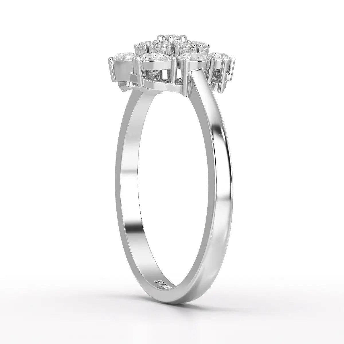 0.35 CT Cluster Ring with Pear and Round Cut Lab Diamonds