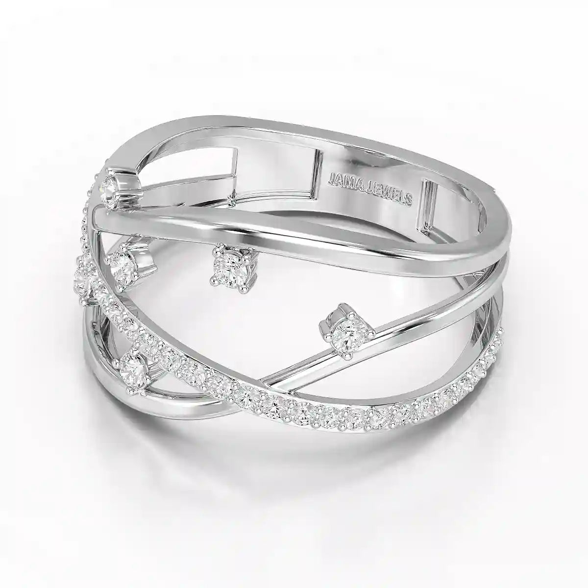 0.30 CT Round Cut Lab Diamond Crossover Ring