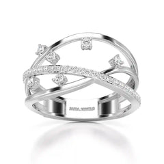 0.30 CT Round Cut Lab Diamond Crossover Ring