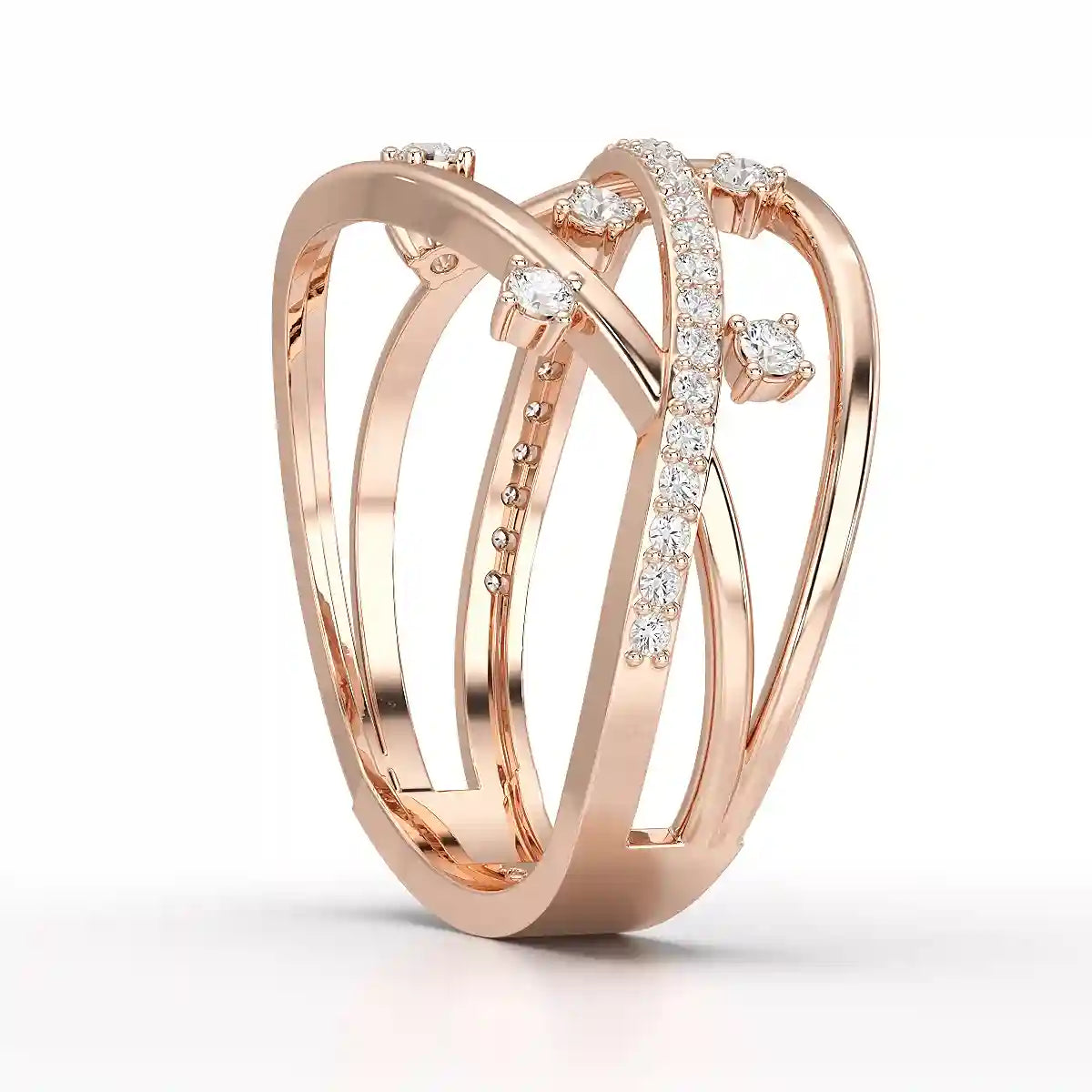 0.30 CT Round Cut Lab Diamond Crossover Ring