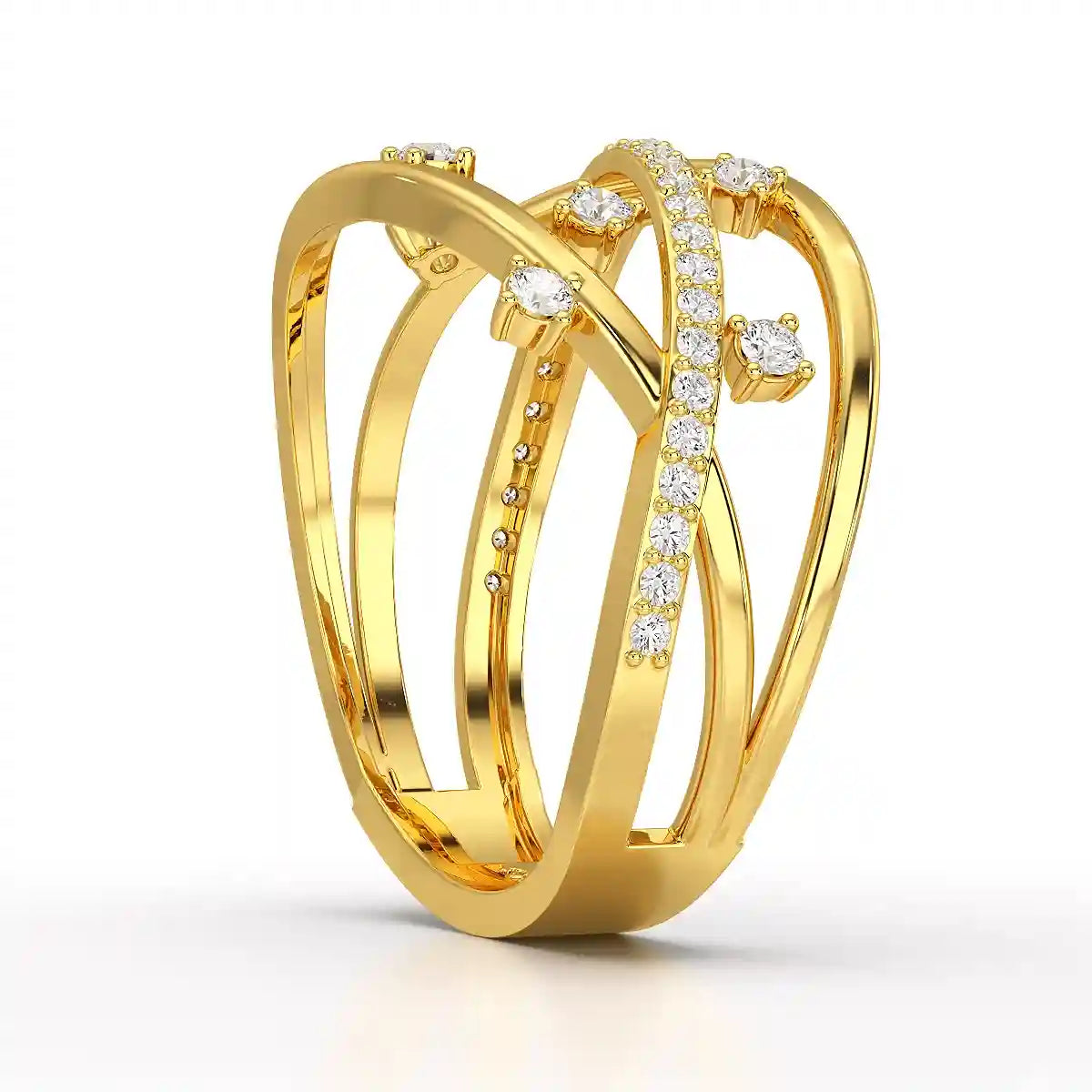 0.30 CT Round Cut Lab Diamond Crossover Ring