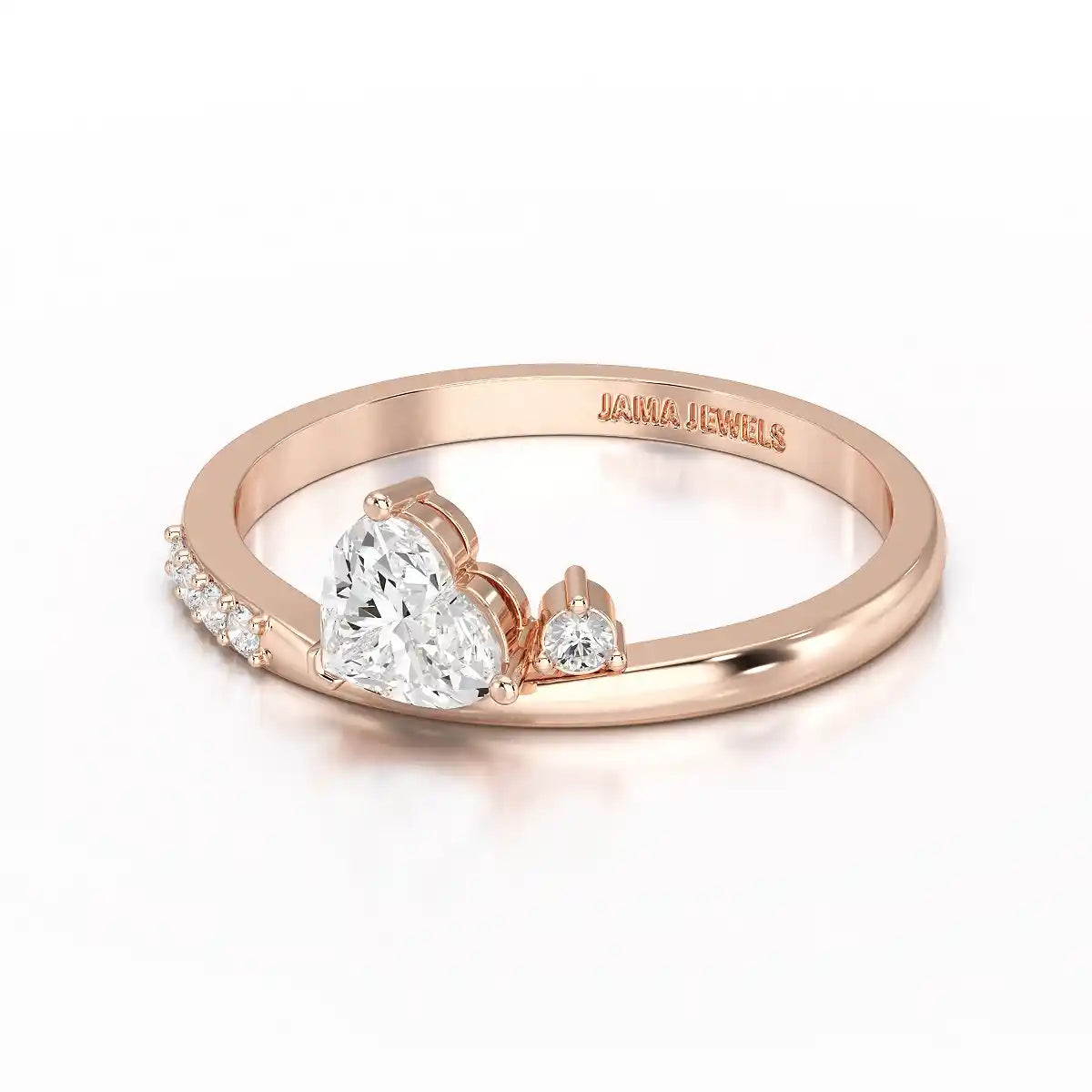 0.55 CT Stacked Heart & Round Cut Lab Diamonds Ring