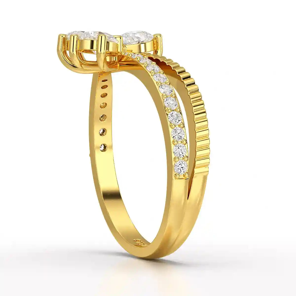 0.95 CT Pear & Round Cut Lab Diamond Split Ring