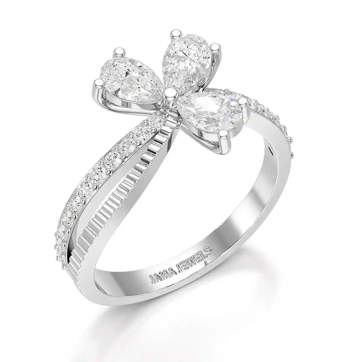 0.95 CT Pear & Round Cut Lab Diamond Split Ring