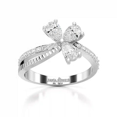 0.95 CT Pear & Round Cut Lab Diamond Split Ring