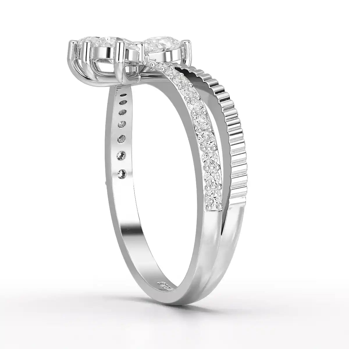 0.95 CT Pear & Round Cut Lab Diamond Split Ring