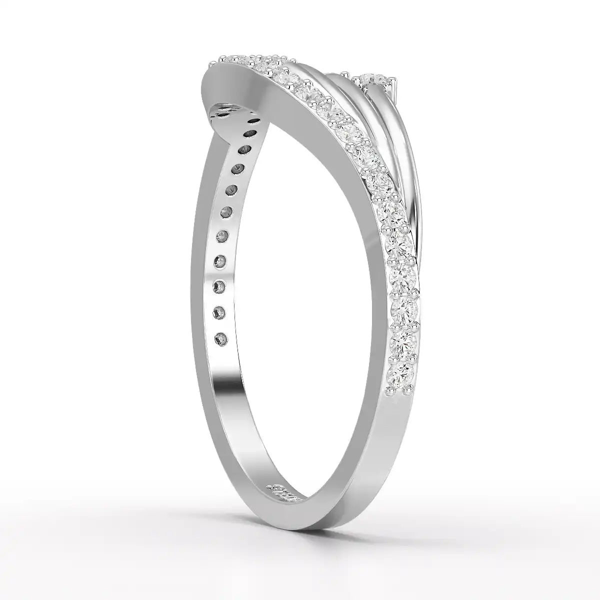 0.30 CT Round Cut Lab Diamond Bypass Ring