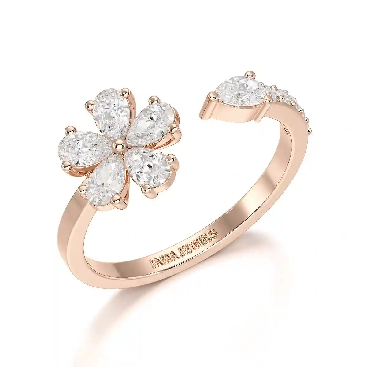 0.65 CT Open Ring with Pear & Round Cut Lab Diamonds