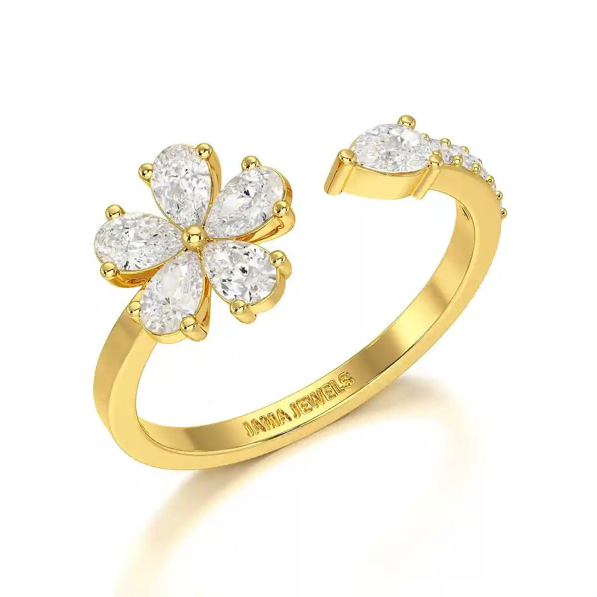 0.65 CT Open Ring with Pear & Round Cut Lab Diamonds