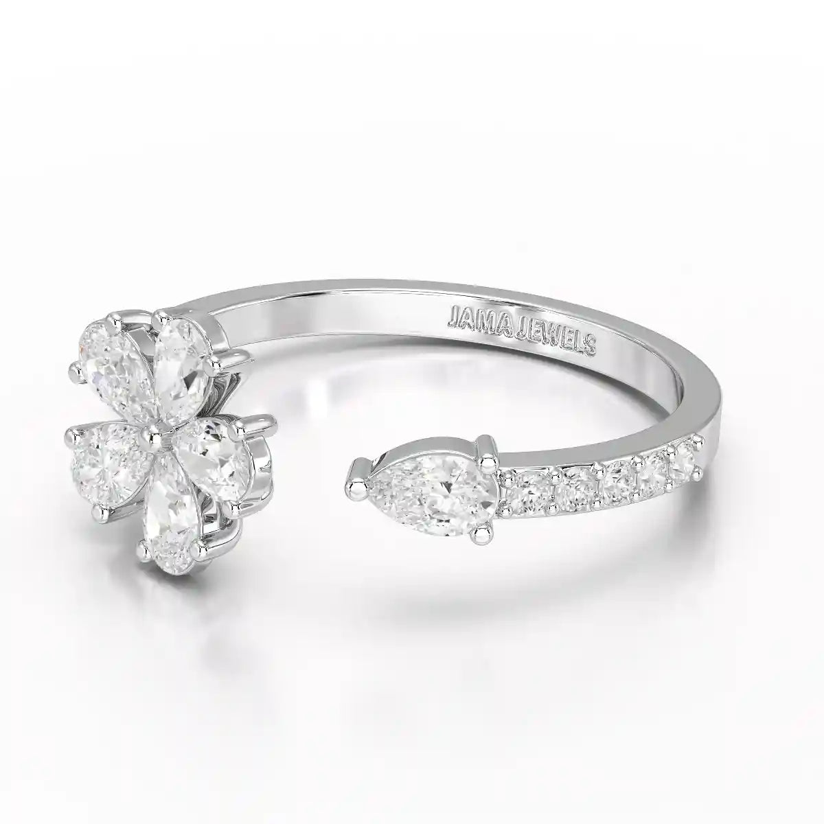 0.65 CT Open Ring with Pear & Round Cut Lab Diamonds