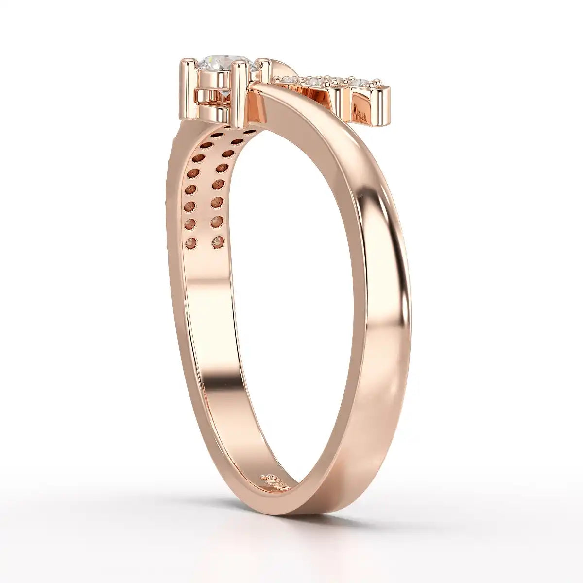 0.20 CT Round Cut Lab Diamond Bypass Ring