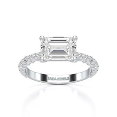 2.40 CT Straight Emerald Cut Lab Diamond Ring