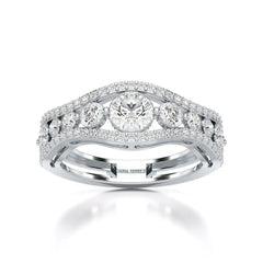 1.50 CT Round Cut Three Row Curved Diamond Ring Jama Jewels