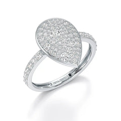 1 CT Pear Shaped Pave Ring with Round Diamonds