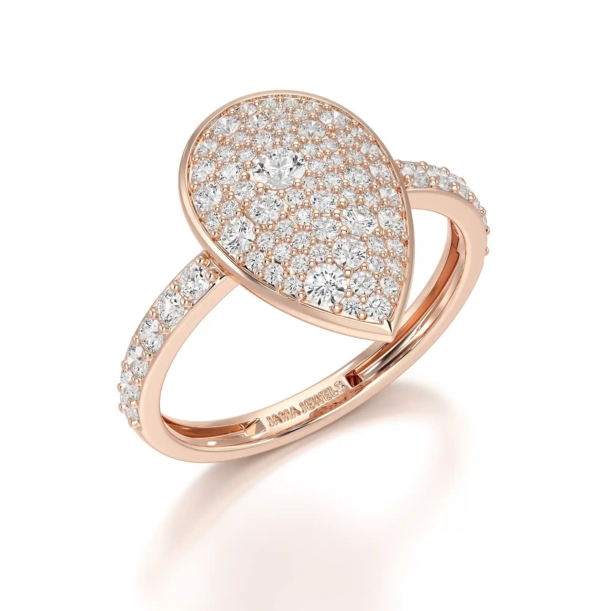 1 CT Pear Shaped Pave Ring with Round Diamonds
