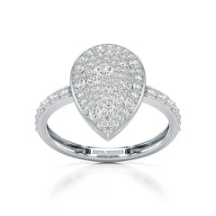 1 CT Pear Shaped Pave Ring with Round Diamonds