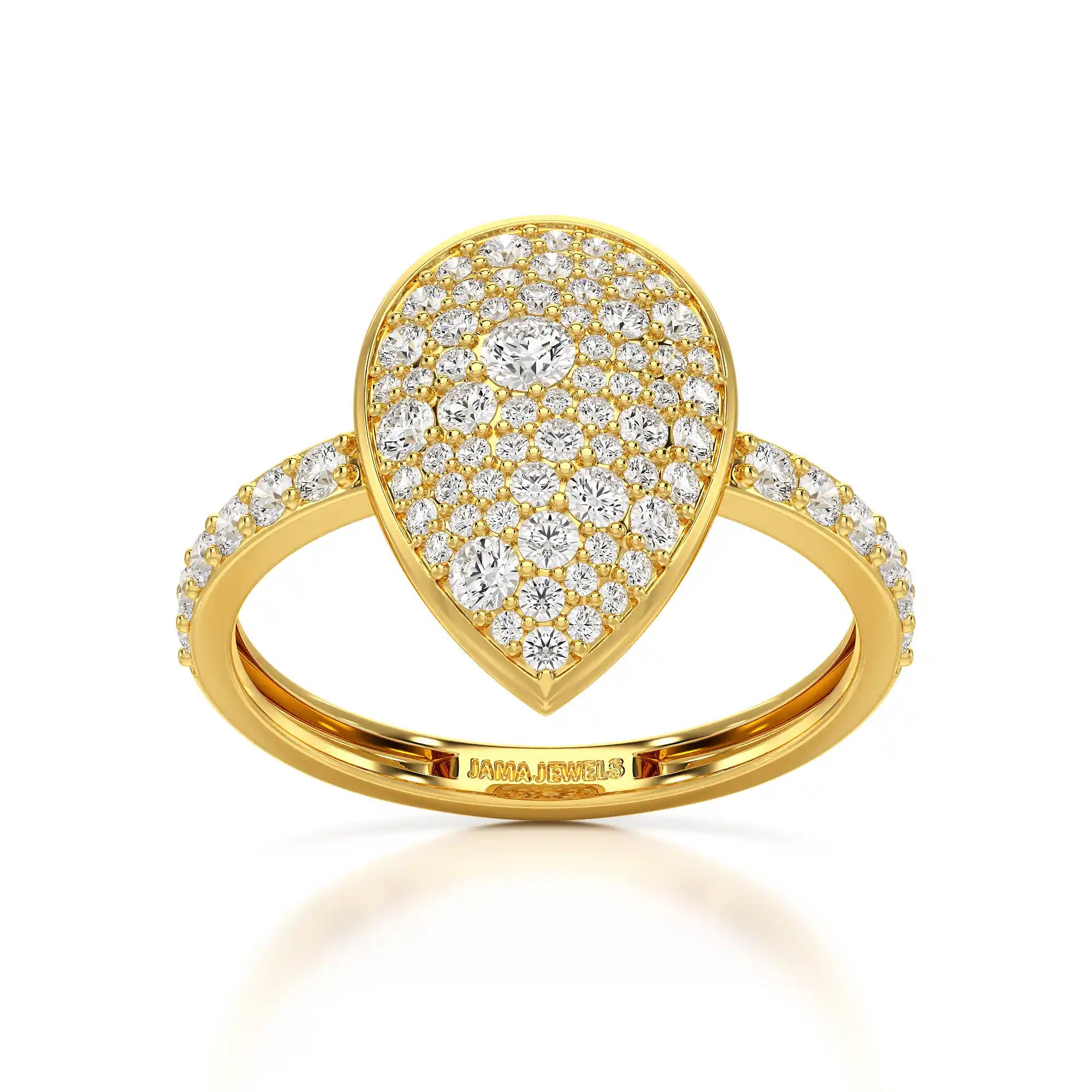 1 CT Pear Shaped Pave Ring with Round Diamonds