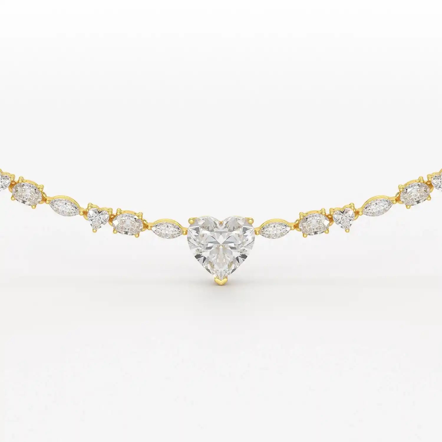 12.54 CT Heart Cut Lab Diamond Tennis Necklace