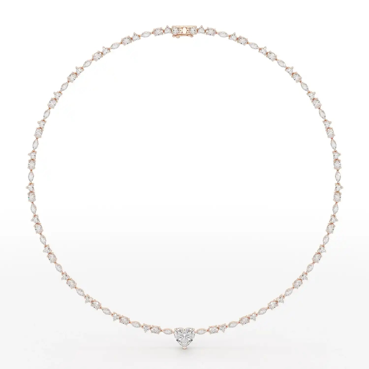 12.54 CT Heart Cut Lab Diamond Tennis Necklace