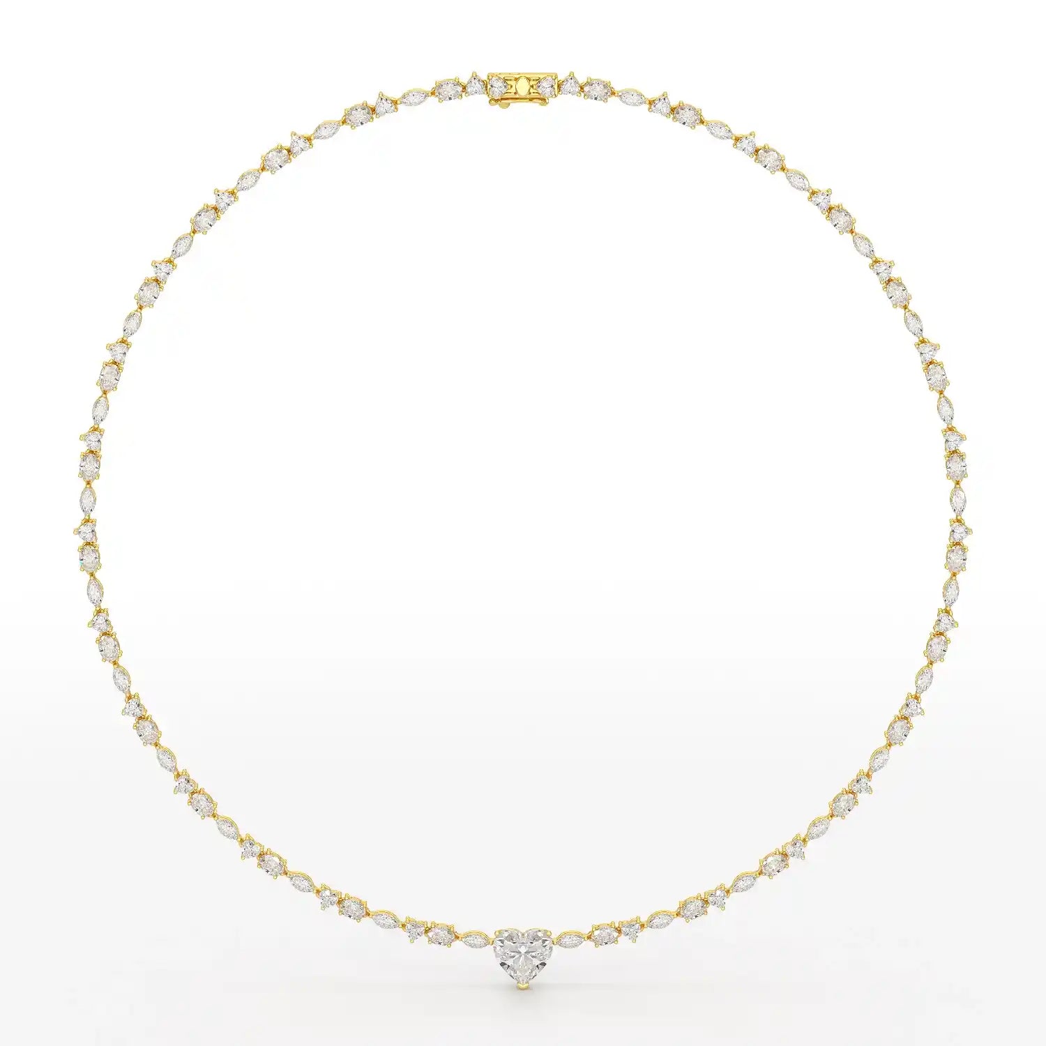 12.54 CT Heart Cut Lab Diamond Tennis Necklace