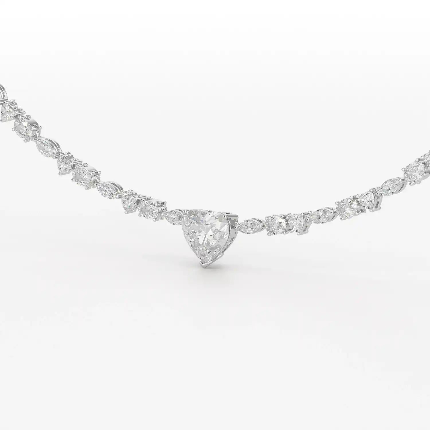 12.54 CT Heart Cut Lab Diamond Tennis Necklace
