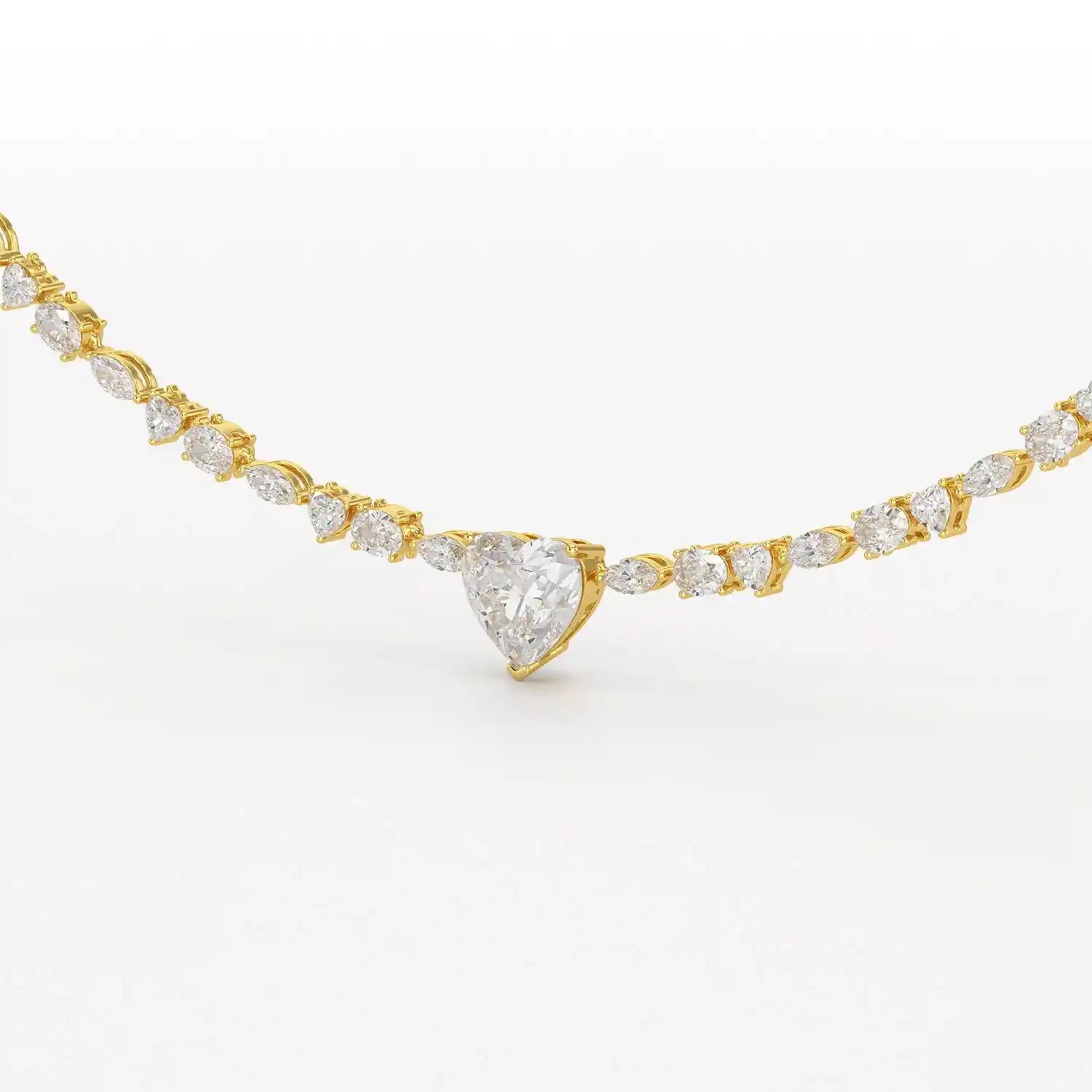 12.54 CT Heart Cut Lab Diamond Tennis Necklace
