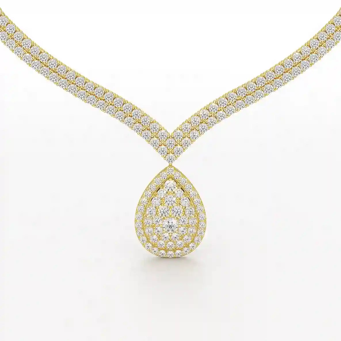 23.5 CT Two Layered Necklace with Round Lab Diamonds