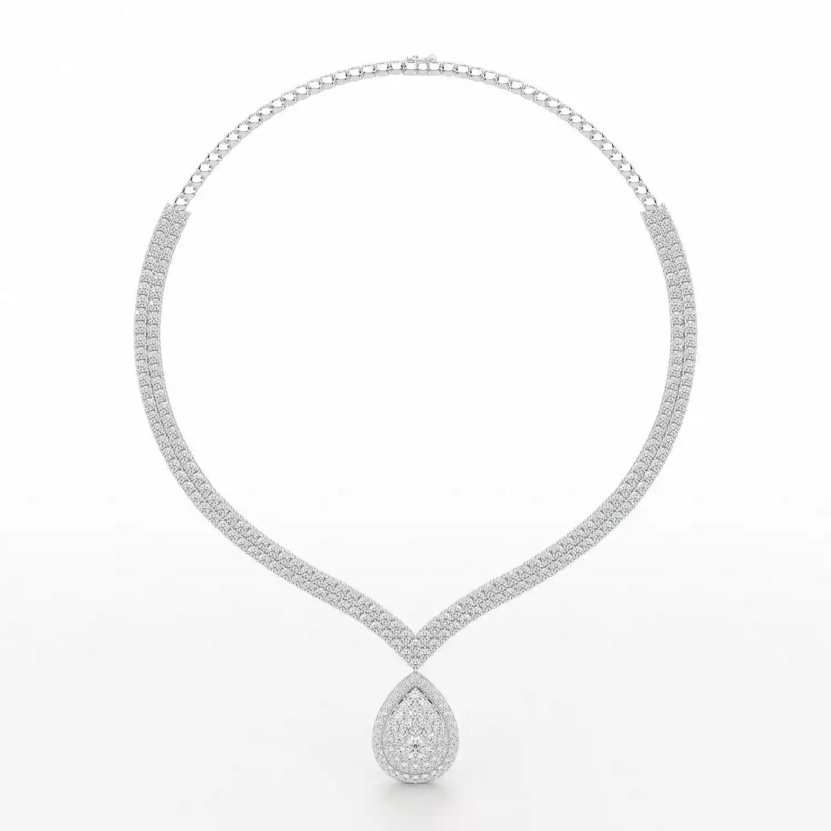 23.5 CT Two Layered Necklace with Round Lab Diamonds