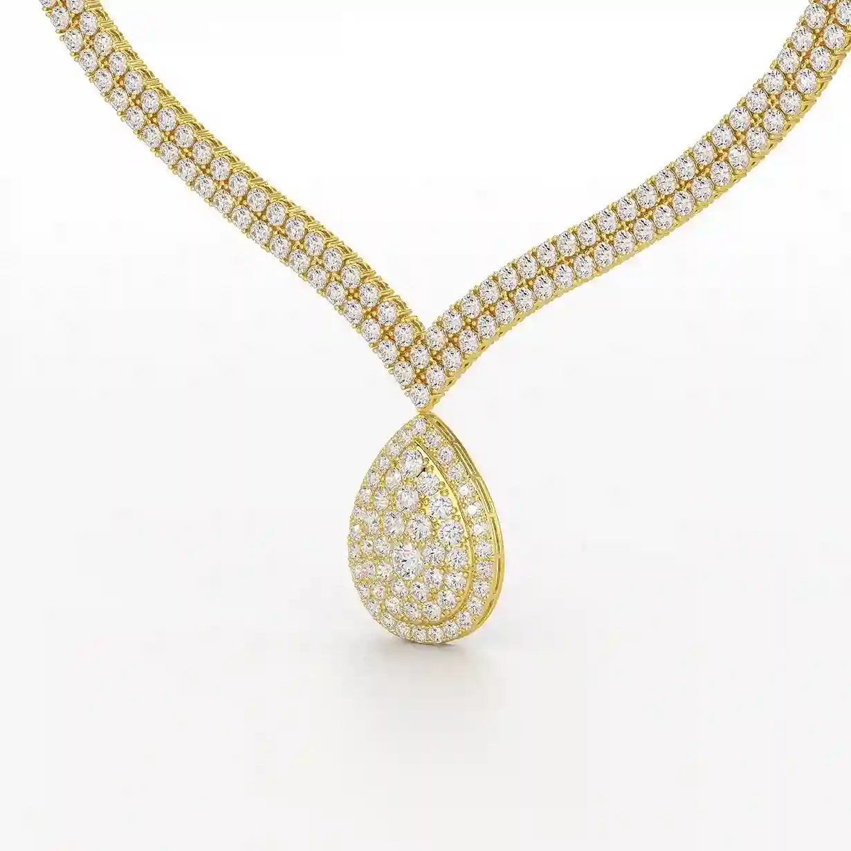 23.5 CT Two Layered Necklace with Round Lab Diamonds