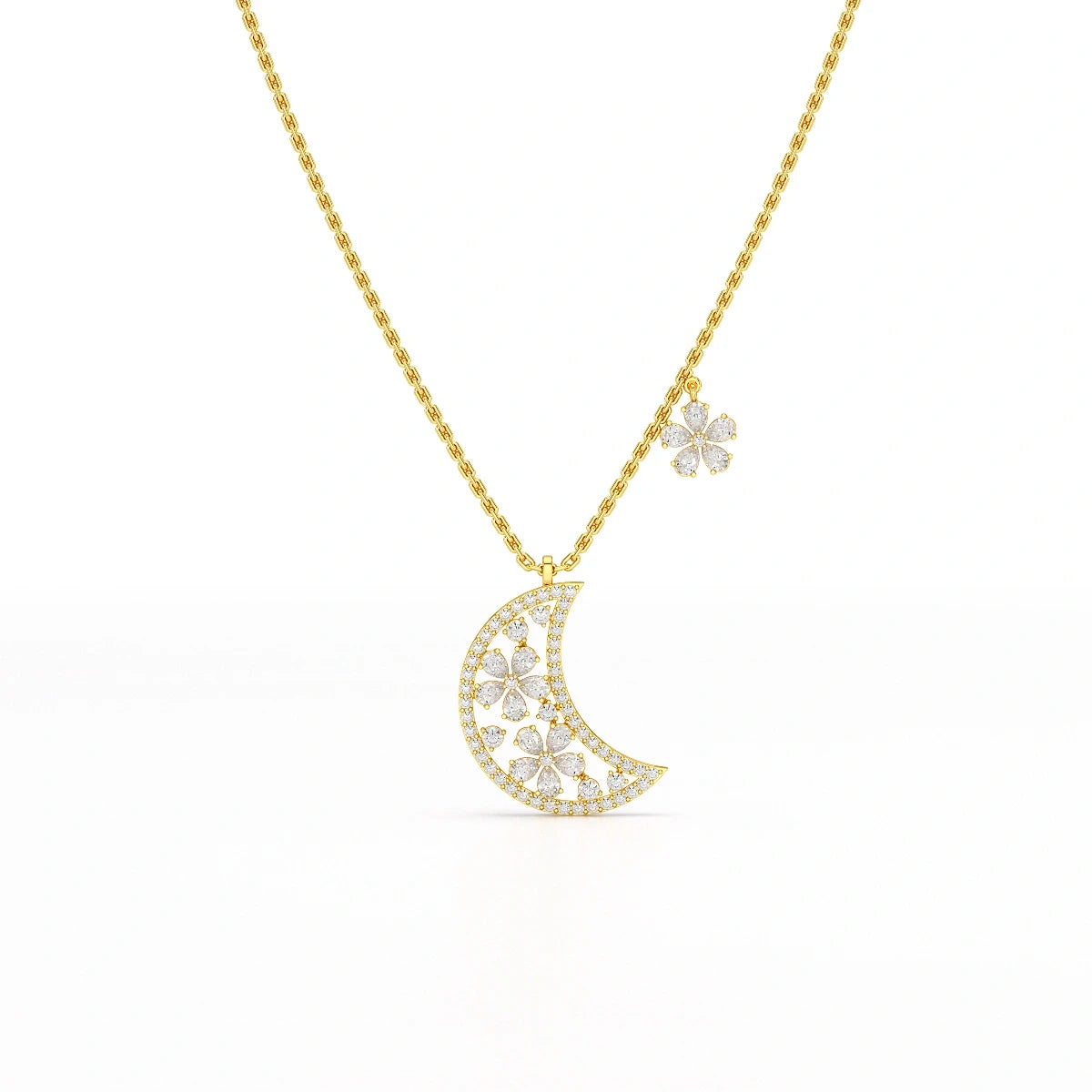 1.58 CT Lab Diamond Moon Shaped Chain Pendant